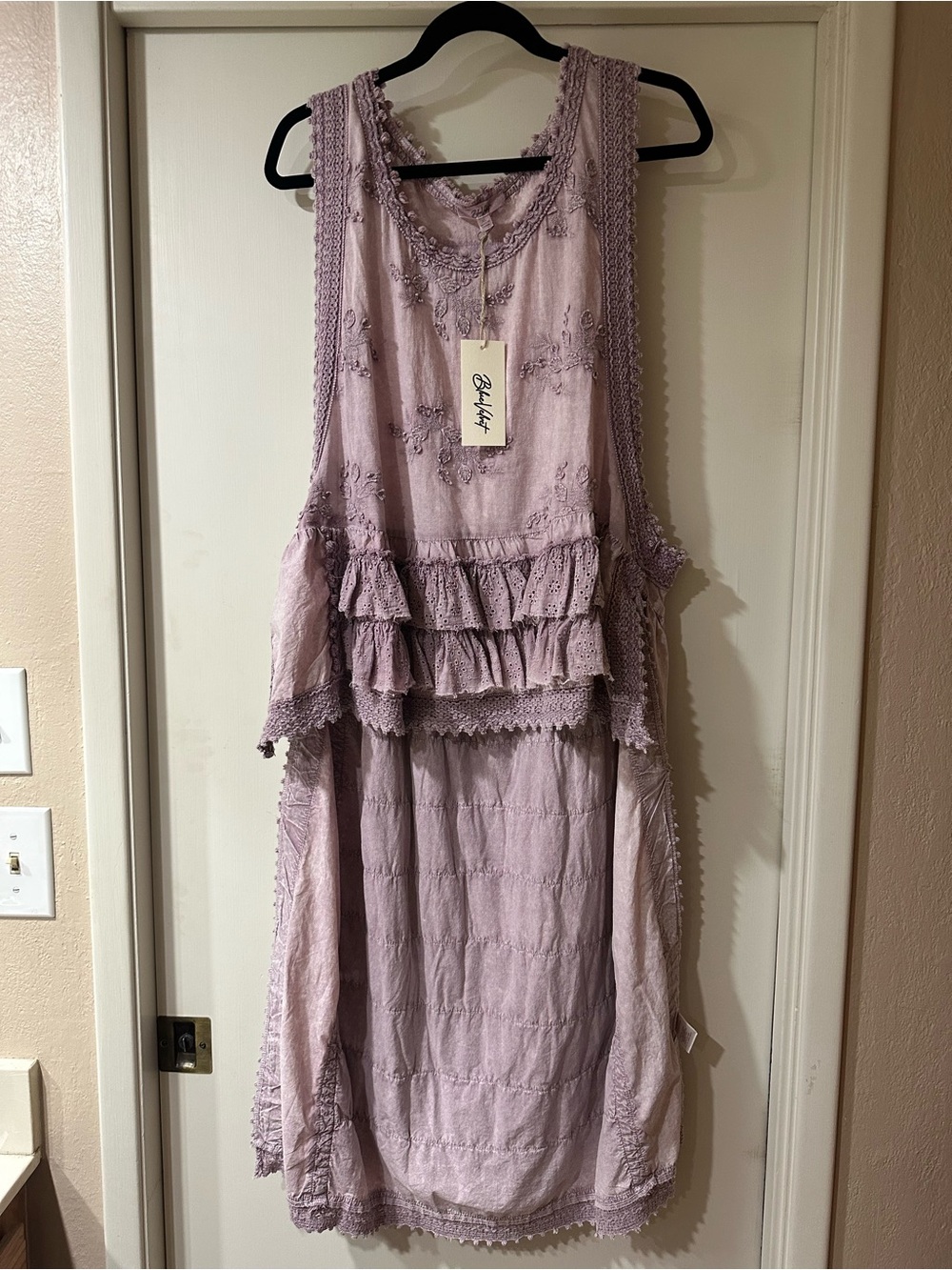 Blue Velvet Lavender Sleeveless Ruffle Hi-Low Tank